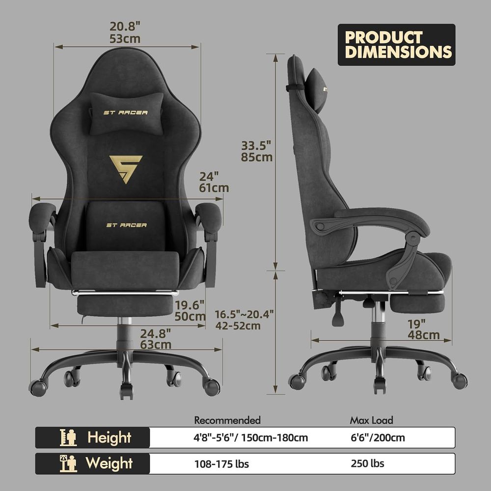 Velvet abric Ergonomic Gaming  - огляд і ціна Massage