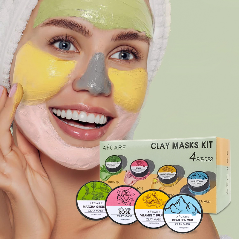4Pcs Face Mask Set with Turmer - огляд і ціна Green Tea Cleansing Clay Mask
